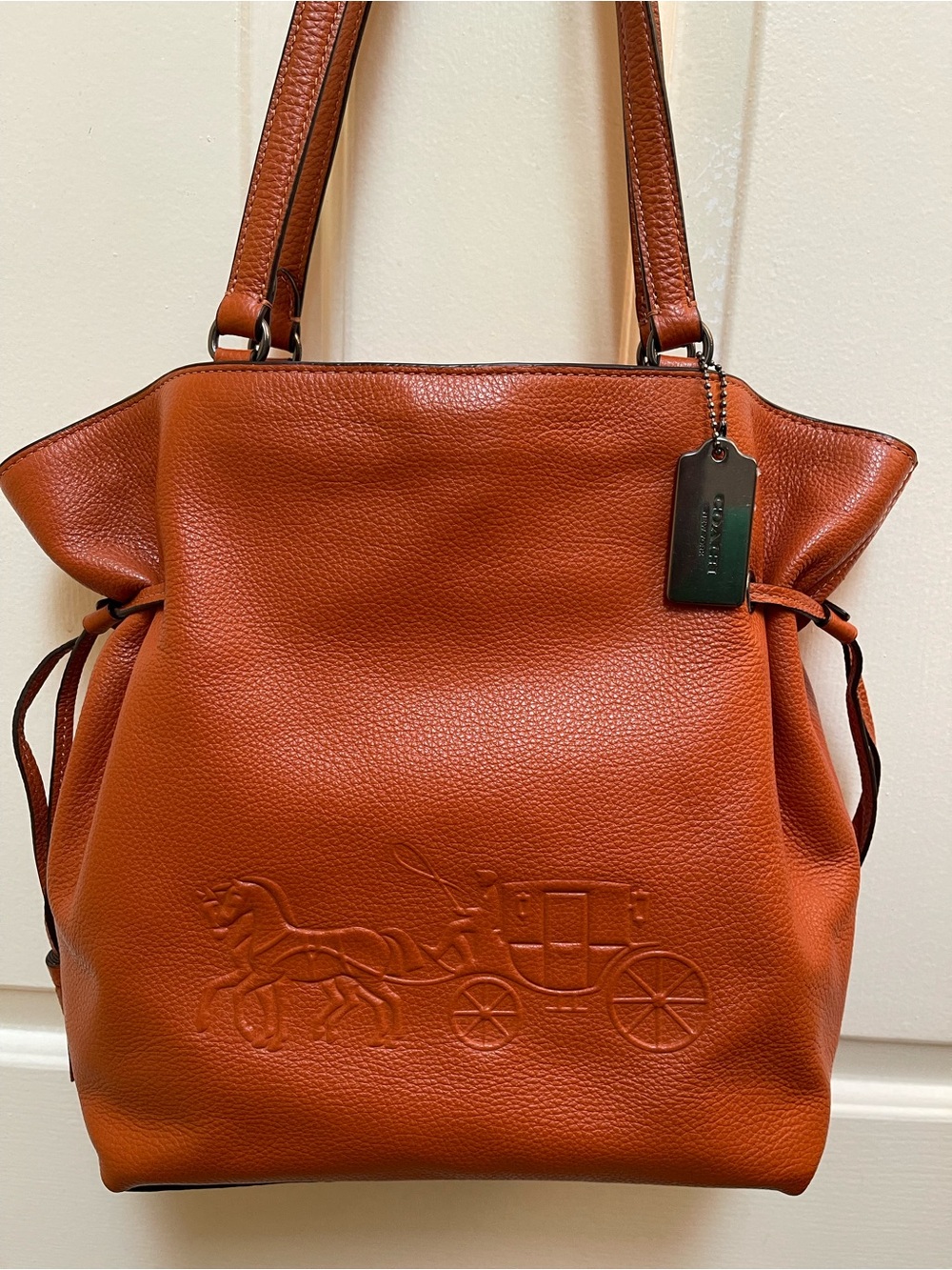 Coach Leather Shoulder Bag in Burnt Orange